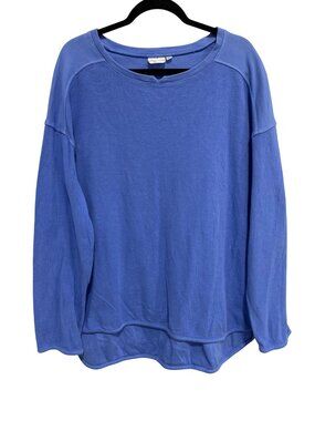 Prairie Cotton Pullover Top Size XL Long Sleeve High Low Tee Cotton Blue Relaxed